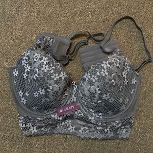 Gray lace bra